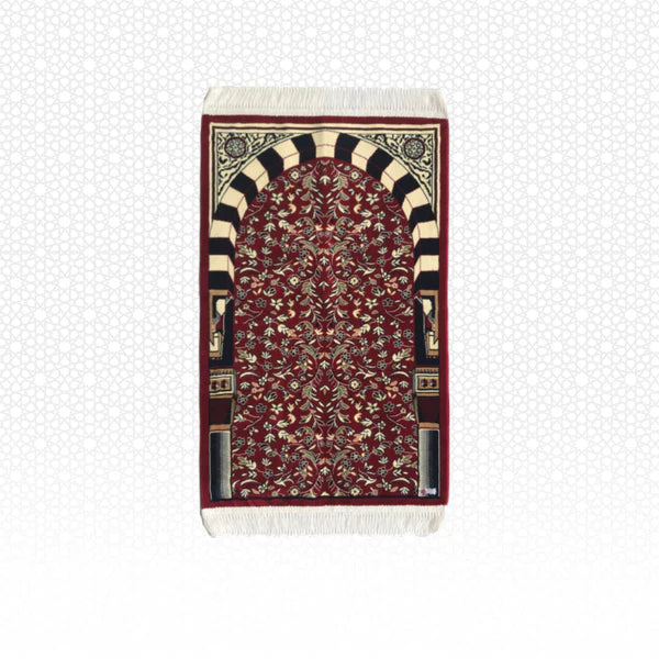 Al Rawdha Al Sharifa Prayer Mat - Red with Handbag